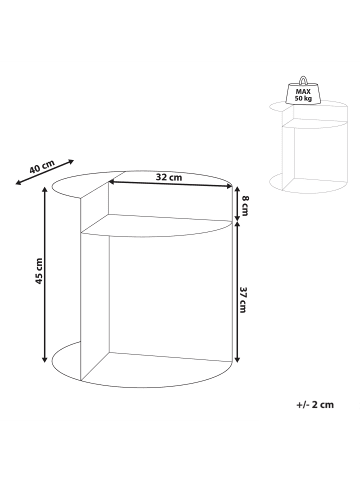Beliani Beistelltisch TAGGART in Rot - (W) 40 x (H) 45 x (L) 40 cm