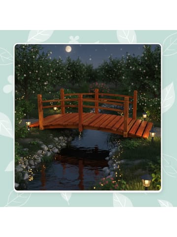 relaxdays Gartenbrücke in Orange - (B)185 x (H)58 x (T)72 cm