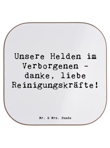 Mr. & Mrs. Panda Tassen Untersetzer Spruch Reinigungskraft Helde... in Weiß