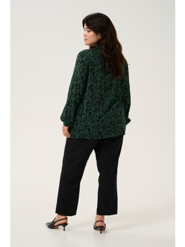 KAFFE curve Langarm-Bluse KClune in Green/Black Graphic Print