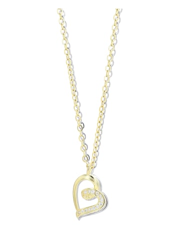 Adeliás Damen Halskette mit Anhänger – Herz aus 925 Silber in gold