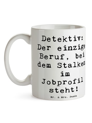 Mr. & Mrs. Panda Kaffeetasse Spruch Detektiv Beruf mit Spruch in Weiß