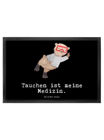 Mr. & Mrs. Panda Fußmatte außen Bär Tauchen mit Spruch in Schwarz