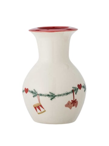 Bloomingville Vase YULE Weiß Weihnachtsmotiv 16x10 cm