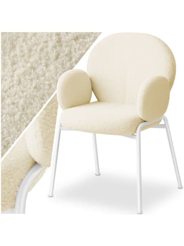 tectake Polsterstuhl mit Bouclé-Bezug, Belastbarkeit 120 kg, 61,5 x 62 x 90 cm