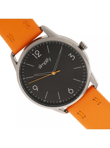 Simplify Die 6300 Lederarmbanduhr in Orange/Black