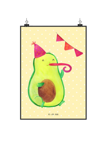 Mr. & Mrs. Panda Poster Avocado Geburtstag ohne Spruch in Gelb Pastell