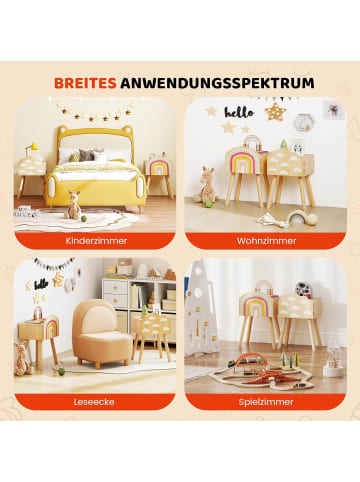 COSTWAY 2 er Set Kinder Nachttisch in Hellbraun