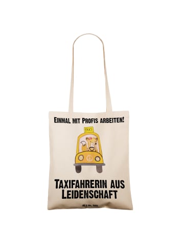 Mr. & Mrs. Panda Umhängetasche Taxifahrerin Leidenschaft mit Spruch in Creme