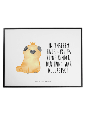 Mr. & Mrs. Panda Schreibunterlage Mops Krone mit Spruch in Weiß