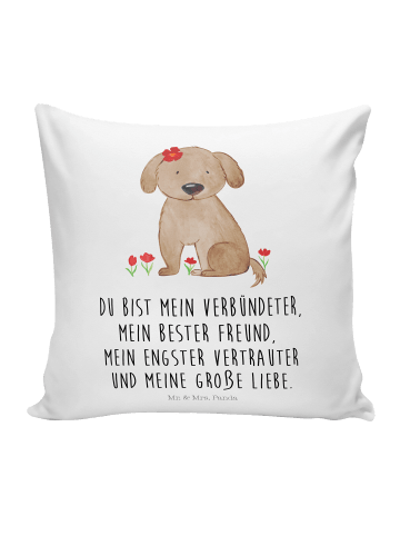 Mr. & Mrs. Panda Kuschelkissen Hund Dame mit Spruch in Weiß