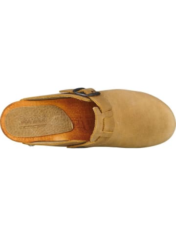 Sanita Comfortwear Clog "WOOD-MALULO SQUARE OPEN" in Beige