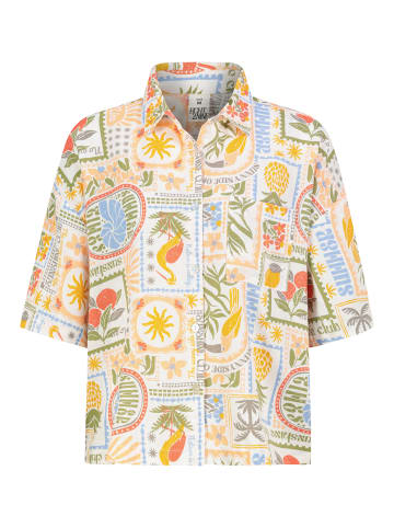 Eight2Nine Kurzarm Bluse Knopfleiste Rundhalsausschnitt in Weiß