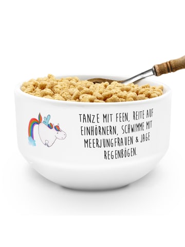 Mr. & Mrs. Panda Müslischale Einhorn Fliegendes Pferd mit Spruch in Weiß