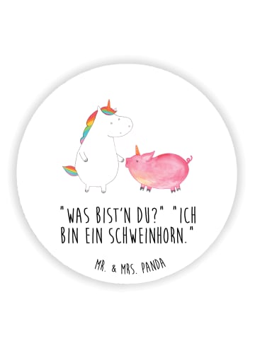 Mr. & Mrs. Panda Rund Magnet Einhorn Schwein mit Spruch in Weiß