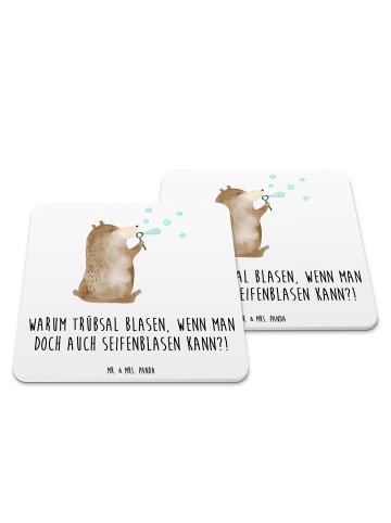 Mr. & Mrs. Panda Gläseruntersetzer Bär Seifenblasen mit Spruch in Weiß