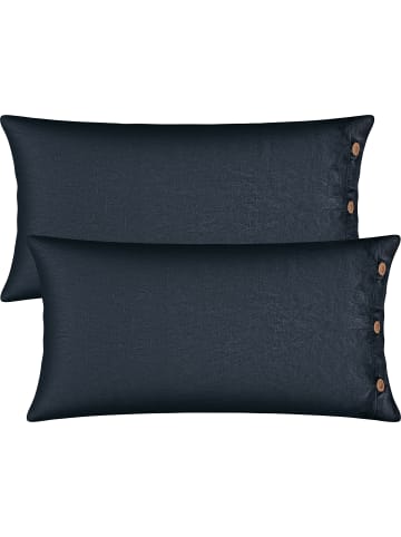 Erwin Müller Halbleinen, Leinen / Halbleinen Kissenbezug 2er-Pack Deggendorf in dunkelgrau