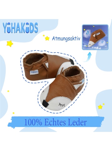 Yihakids Baby Krabbelschuhe aus Leder, weiche Lauflernschuhe mit rutschfester Sohle
