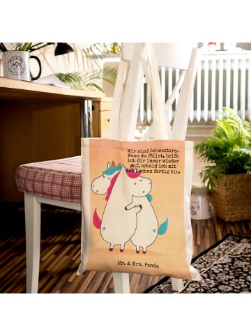 Mr. & Mrs. Panda Tragetasche Einhörner Umarmen Design mit Spruch in Weiß