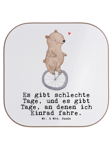 Mr. & Mrs. Panda Untersetzer Bär Einrad fahren mit Spruch in Weiß