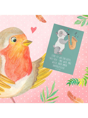 Mr. & Mrs. Panda Babykarte Saxophon Liebe mit Spruch in Meeresbrise