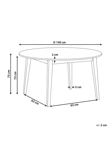 Beliani Esszimmertisch HUNTLEY in Braun - (W) 140 x (H) 75 x (L) 140 cm