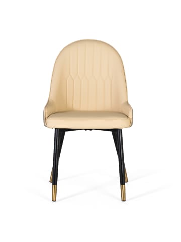 Giner y Colomer 4-er Set:  Stühlen mit Samtbezug und Stahlgestell in Beige