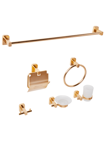 Beliani 6-tlg Badaccessoires Set POCONE in Gold
