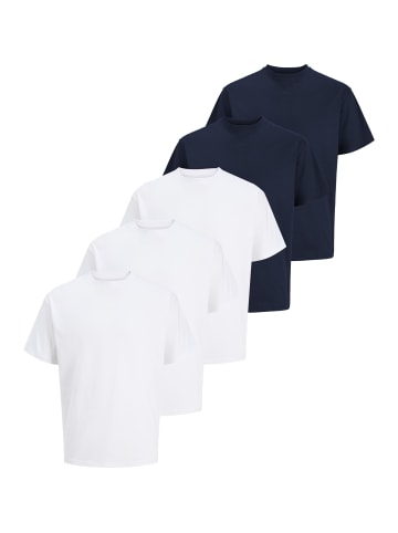 Jack & Jones T-Shirt Organic Relaxed in Weiß / dunkelblau