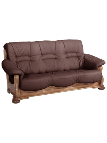 58 aufm Kessel SOFA 3-Sitzer Katlin Bezug Echtleder Eiche rustikal P43 / burgund