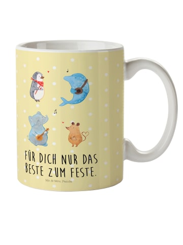 Mr. & Mrs. Panda Mehrwegbecher Big Einheit mit Spruch in Gelb Pastell