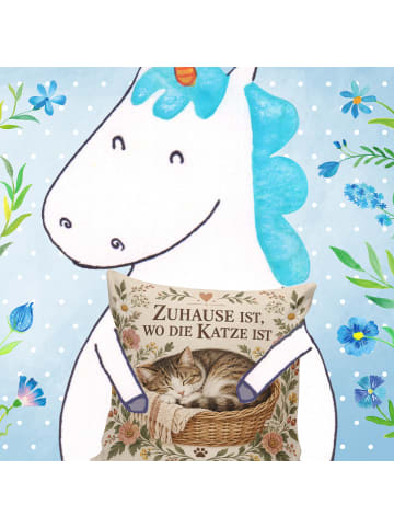 Kissen Katze schlafend Design mit Spruch in Weiß