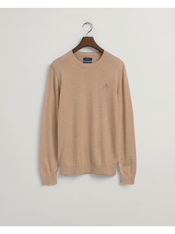 Gant Baumwoll Kaschmir Rundhalspullover in Beige