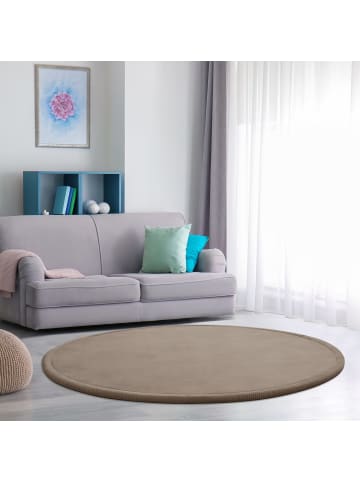 KADIMA DESIGN Hochflor Teppich waschmaschinenwaschbar Unifarben  Schlafzimmer in Beige