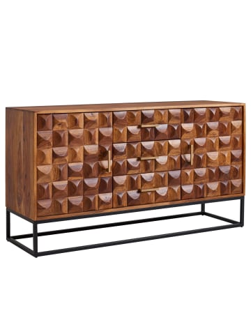 KADIMA DESIGN Sideboard Anrichte | Sheesham/Metall, 145x81x45cm, Industrial