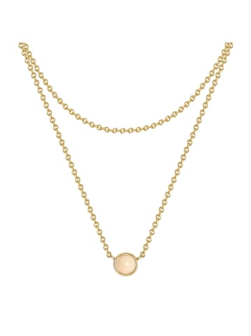 Glanzstücke München Halskette Sterling Silber Rosenquarz in gelbgold