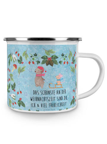 Mr. & Mrs. Panda Teetasse Bär und Maus Schlitten mit Spruch in Eisblau