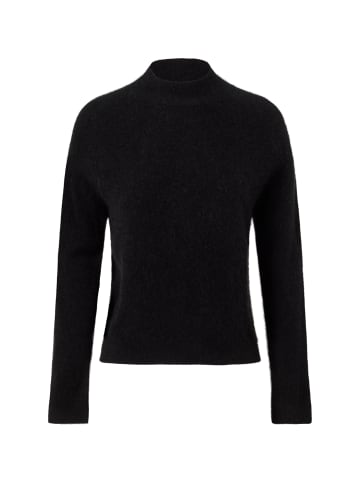 CASH-MERE.CH Brushed Pullover mit kurzem Stehkragen in Schwarz