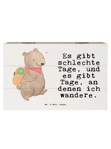 Mr. & Mrs. Panda Holzkiste Bär Wandern mit Spruch in Weiß
