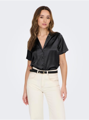 JACQUELINE de YONG Elegante Hemd Bluse Glänzendes Satin Shirt mit Knöpfen in Schwarz