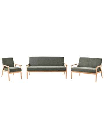 Beliani 3-tlg Sitzgruppe ESRUM in Grün/Braun