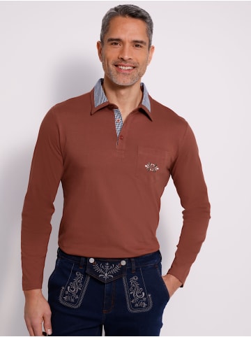 Sieh an! Langarm-Poloshirt in rotbraun