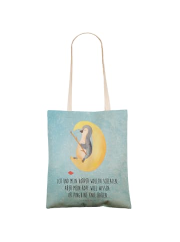 Mr. & Mrs. Panda Shopper Pinguin Mond mit Spruch in Eisblau