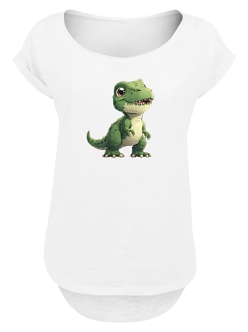 F4NT4STIC Long Cut T-Shirt Süßer grüner Dino in weiß