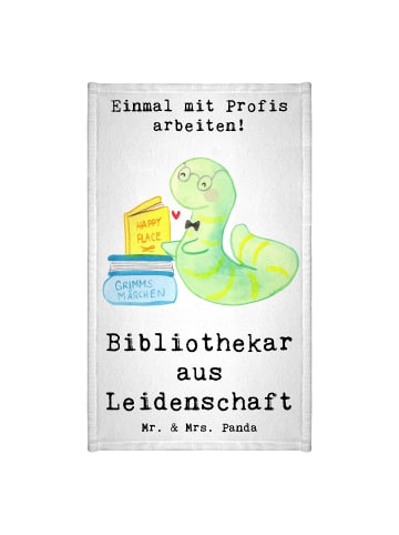 Mr. & Mrs. Panda Gästehandtuch Bibliothekar Leidenschaft mit Spruch in Weiß