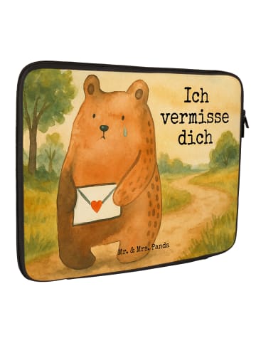 Mr. & Mrs. Panda Laptop Tasche Bär Vermissen Design mit Spruch in Weiß