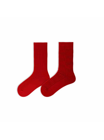 MUNADUNA 2er-Pack Strukturierte Muster Rote Socken