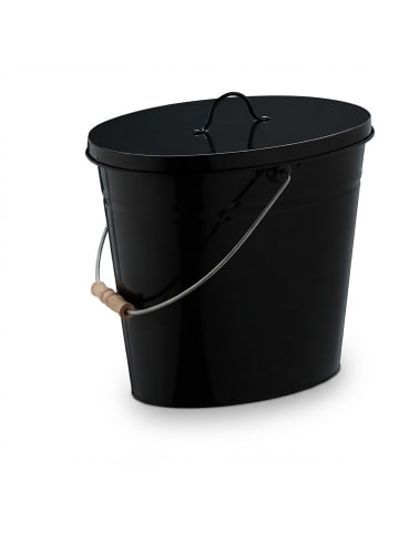 relaxdays Ascheeimer in Schwarz - 12 Liter