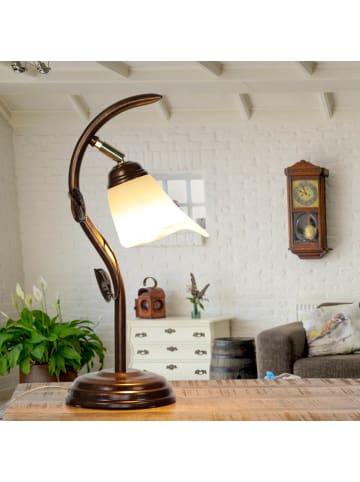 Licht-Erlebnisse Tischlampe (B)16 x (L)40 x (H)40 cm in Shabby Braun Antik Weiß