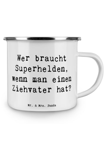 Mr. & Mrs. Panda Kaffeebecher Spruch Ziehvater Held mit Spruch in Weiß